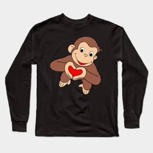 Curious George Is All Heart Long Sleeve T-Shirt